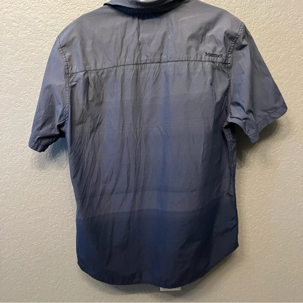 Marmot men’s shirt size Large blue ombre short sleeve button down outdoor hiking - Picture 5 of 10